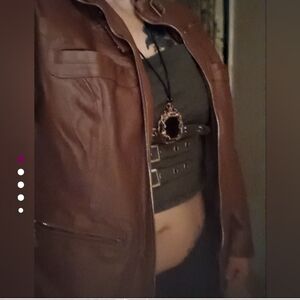 Nwot Brown Leather Moto Jacket